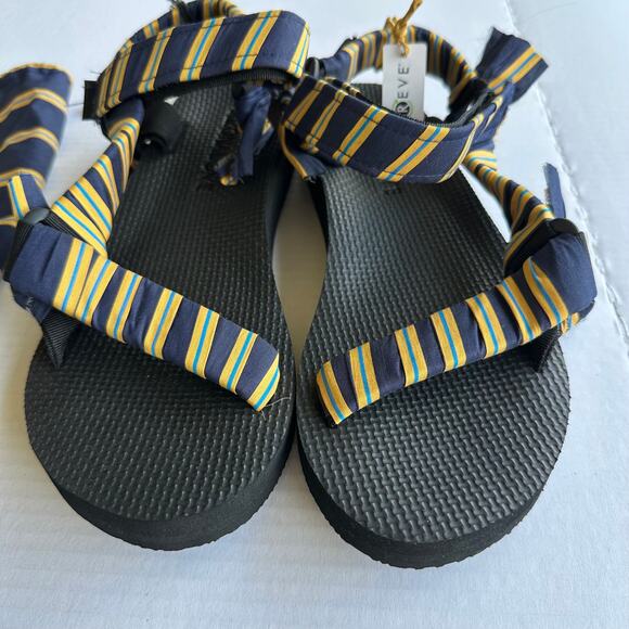 Sz 40 NWT Arizona Love x Jason Wu Trekky Sandals blue & yellow striped boho eco - Picture 7 of 9